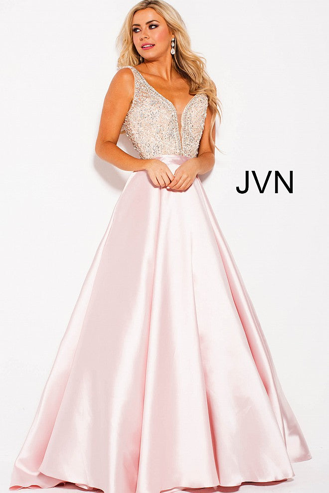 Jovani JVN60696 Size 0, 2, 8 Royal Ballgown A line prom dress Plunging Neckline