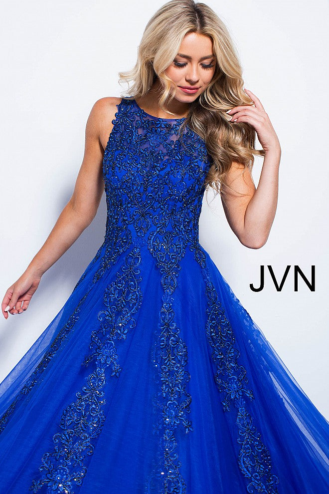 Jovani 59046 Prom Dress Tulle Lace High Neck Ballgown Formal Gown