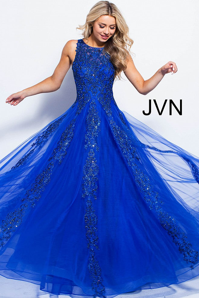 Jovani 59046 Prom Dress Tulle Lace High Neck Ballgown Formal Gown