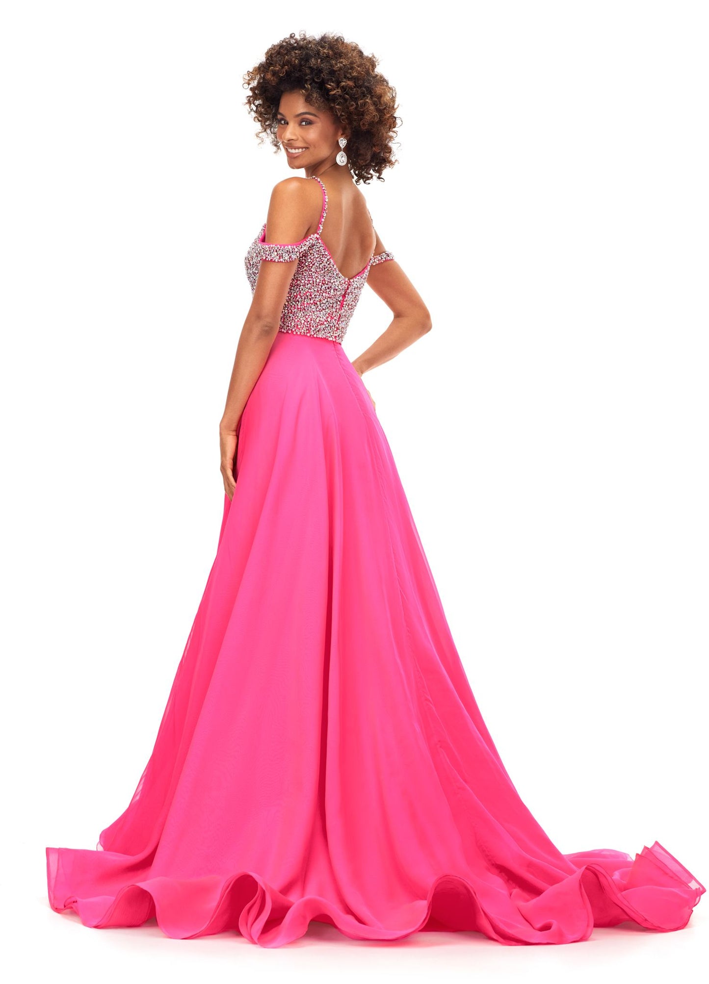 Ashley Lauren 11253 Crystal Top Prom Dress Pageant Gown with Flowy Chiffon Skirt