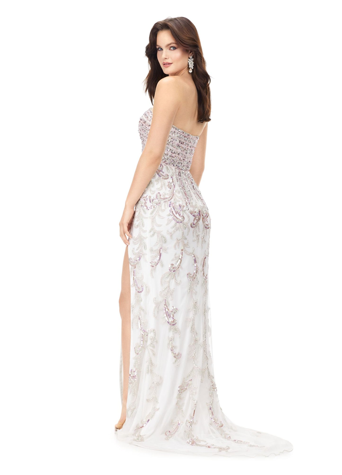 Ashley Lauren 11242 Strapless Beaded Prom Dress with Slit