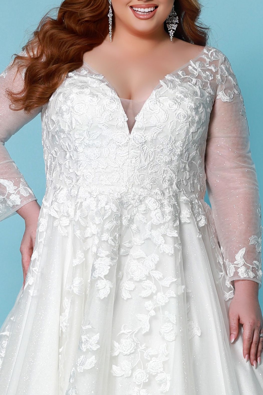 Sydneys Closet SC5267 Shirley Wedding Dress lace long sheer sleeves