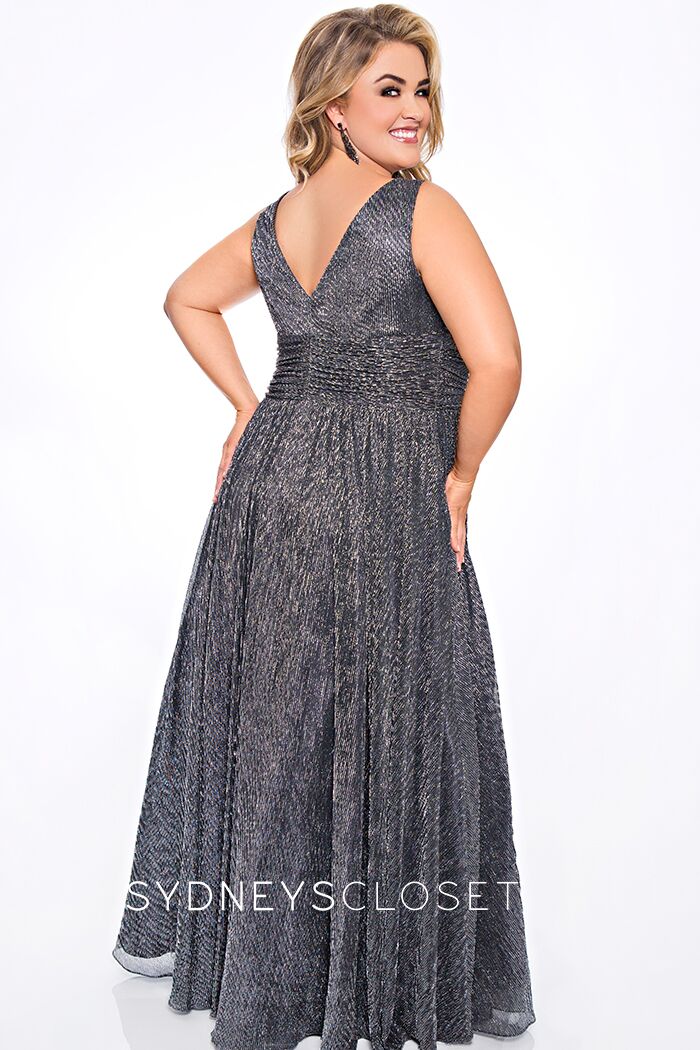 Sydney's Closet 7284 Size 16 Cobalt V neckline wide straps plus size prom dress evening gown