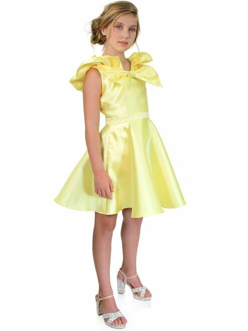 Marc Defang K6013 Short A Line Girls Pageant Cocktail Dress Interview Bow This stunning dress works perfectly for interview, fun fashion, as well as formal occasions Featured color:All colors are available. Hand crafted crystals on the waistband  Bow front Multiple pleated collar, front and back  2 side pockets! Center back invisible zipper Inner lining for silky comfortv Available Sizes: 4-14 Available Colors: See swatch chart Please Allow 30 Days for Delivery